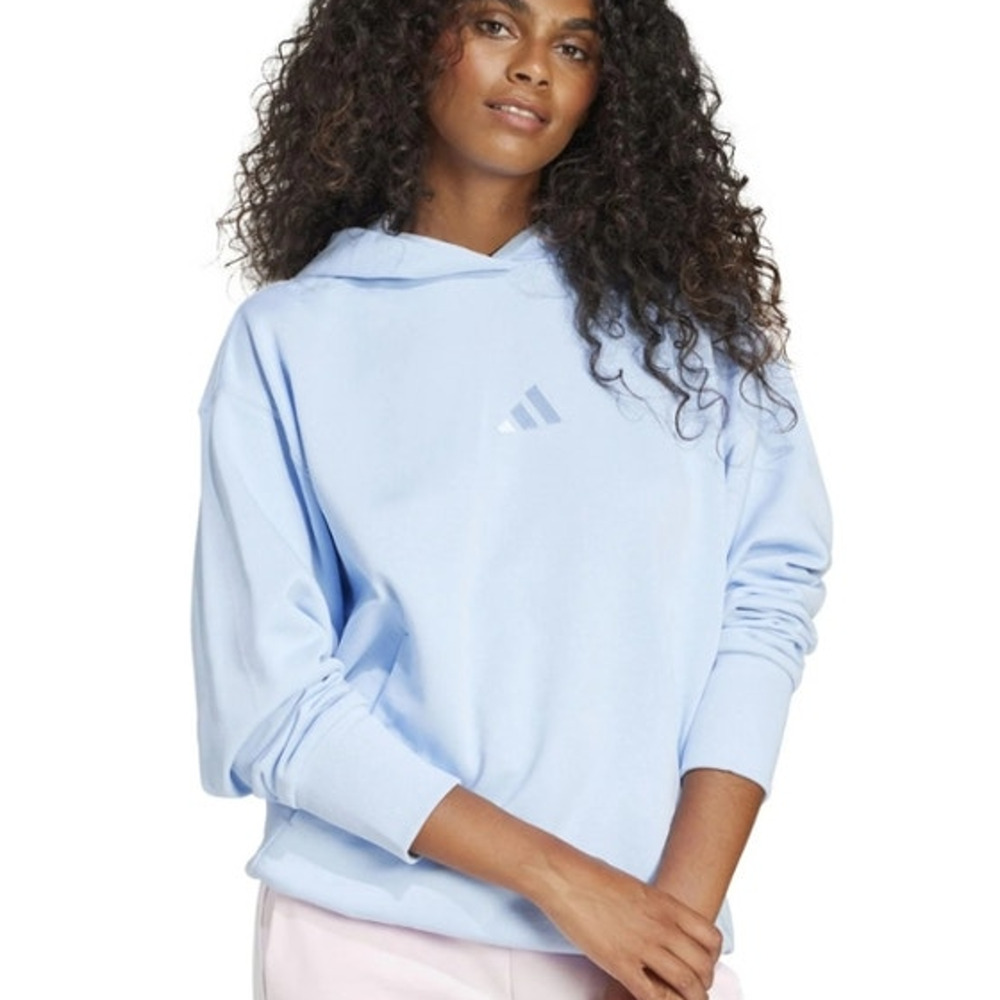 Adidas Women's Pullover Hoodie XS Blue French Terry 100% Cotton Athleisure NWT